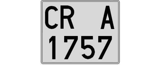 CR1757A matricula cuadrada