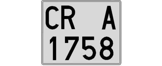 CR1758A matricula cuadrada