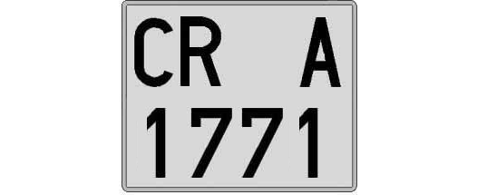 CR1771A matricula cuadrada