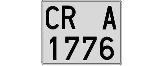 CR1776A matricula cuadrada
