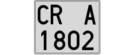 CR1802A matricula cuadrada