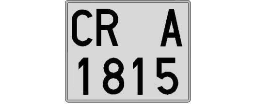 CR1815A matricula cuadrada