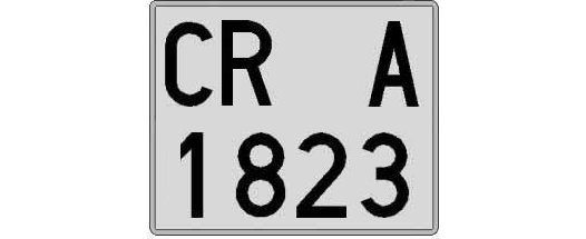 CR1823A matricula cuadrada