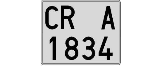 CR1834A matricula cuadrada