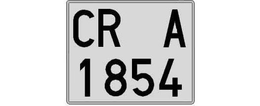 CR1854A matricula cuadrada