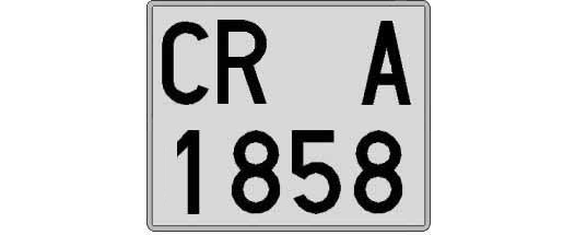 CR1858A matricula cuadrada