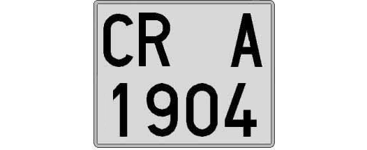 CR1904A matricula cuadrada