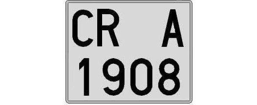 CR1908A matricula cuadrada