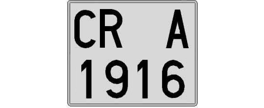 CR1916A matricula cuadrada