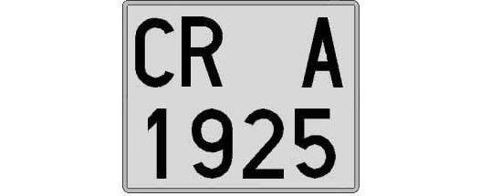 CR1925A matricula cuadrada