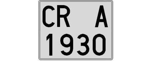 CR1930A matricula cuadrada
