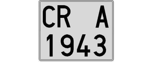 CR1943A matricula cuadrada