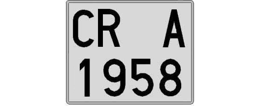 CR1958A matricula cuadrada