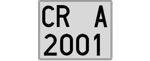 CR2001A matricula cuadrada