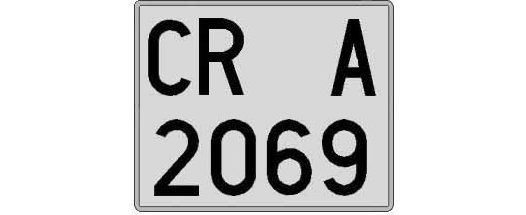 CR2069A matricula cuadrada
