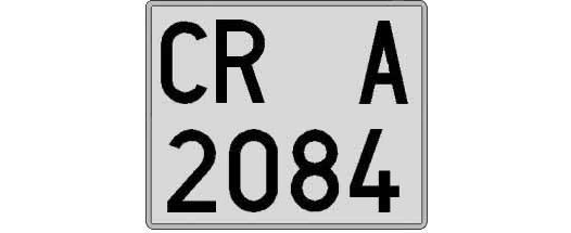 CR2084A matricula cuadrada