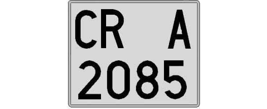 CR2085A matricula cuadrada