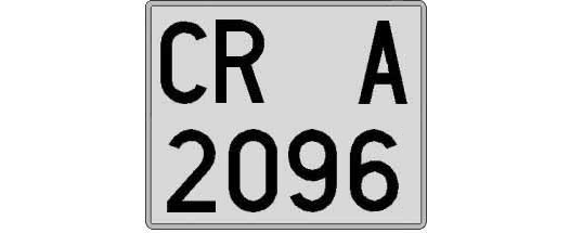 CR2096A matricula cuadrada