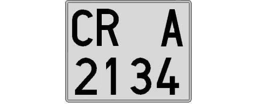 CR2134A matricula cuadrada