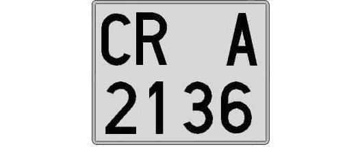 CR2136A matricula cuadrada