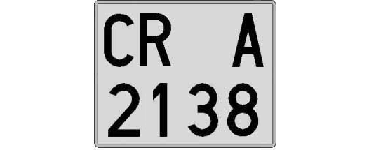 CR2138A matricula cuadrada