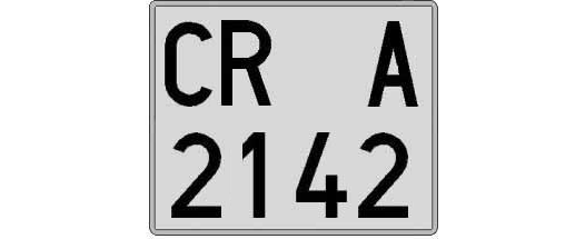 CR2142A matricula cuadrada