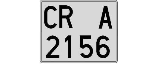 CR2156A matricula cuadrada