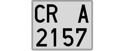 CR2157A matricula cuadrada