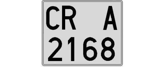 CR2168A matricula cuadrada