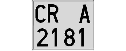 CR2181A matricula cuadrada