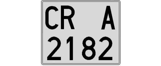 CR2182A matricula cuadrada