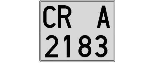 CR2183A matricula cuadrada