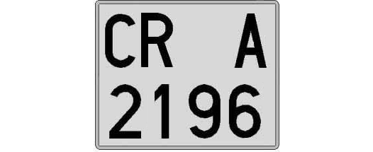 CR2196A matricula cuadrada