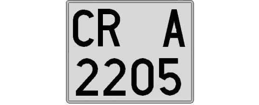 CR2205A matricula cuadrada