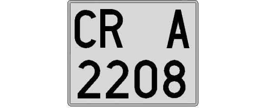 CR2208A matricula cuadrada
