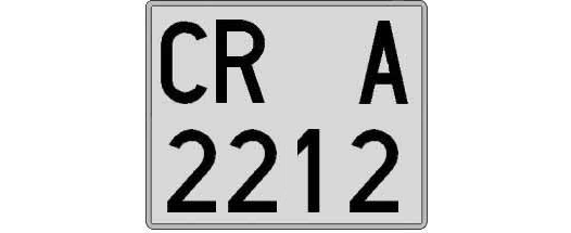 CR2212A matricula cuadrada