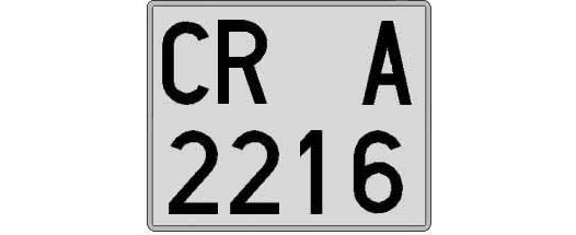 CR2216A matricula cuadrada