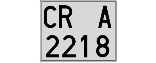 CR2218A matricula cuadrada