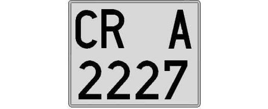 CR2227A matricula cuadrada