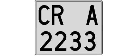 CR2233A matricula cuadrada