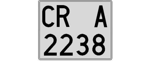 CR2238A matricula cuadrada