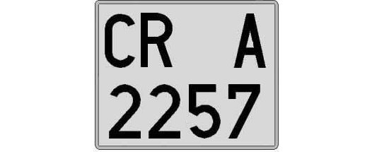 CR2257A matricula cuadrada