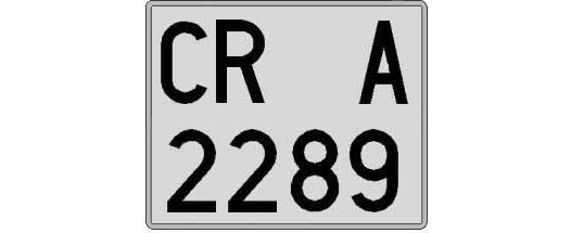 CR2289A matricula cuadrada