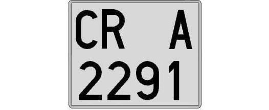 CR2291A matricula cuadrada