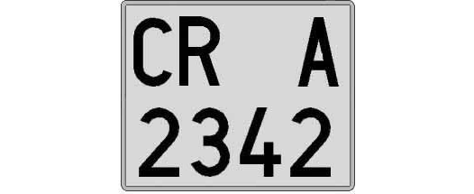 CR2342A matricula cuadrada