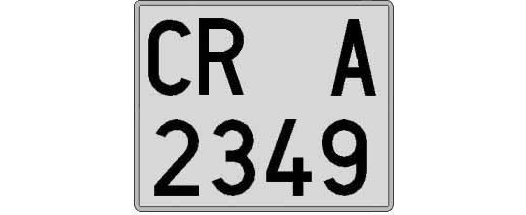 CR2349A matricula cuadrada