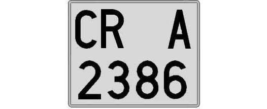 CR2386A matricula cuadrada
