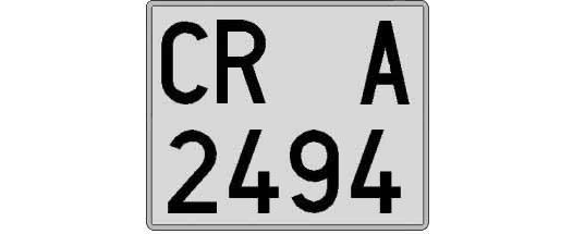 CR2494A matricula cuadrada