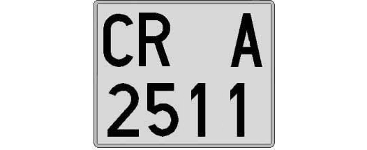 CR2511A matricula cuadrada