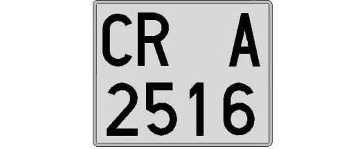 CR2516A matricula cuadrada